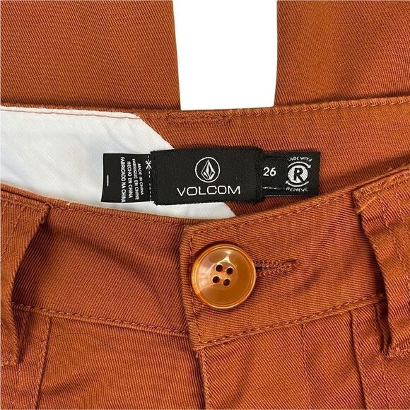 VOLCOM TRUE TO THIS MEN Size 26 Burnt Orange Stretch Casual Pants Chino Cuffed - Picture 5 of 10